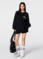 Achock Small Flower Logo Print Long Sleeve Tee