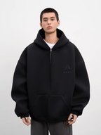 AFGK Air Layer Embroidered Oversized Zip-Up Hoodie
