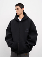 AFGK Air Layer Embroidered Oversized Zip-Up Hoodie