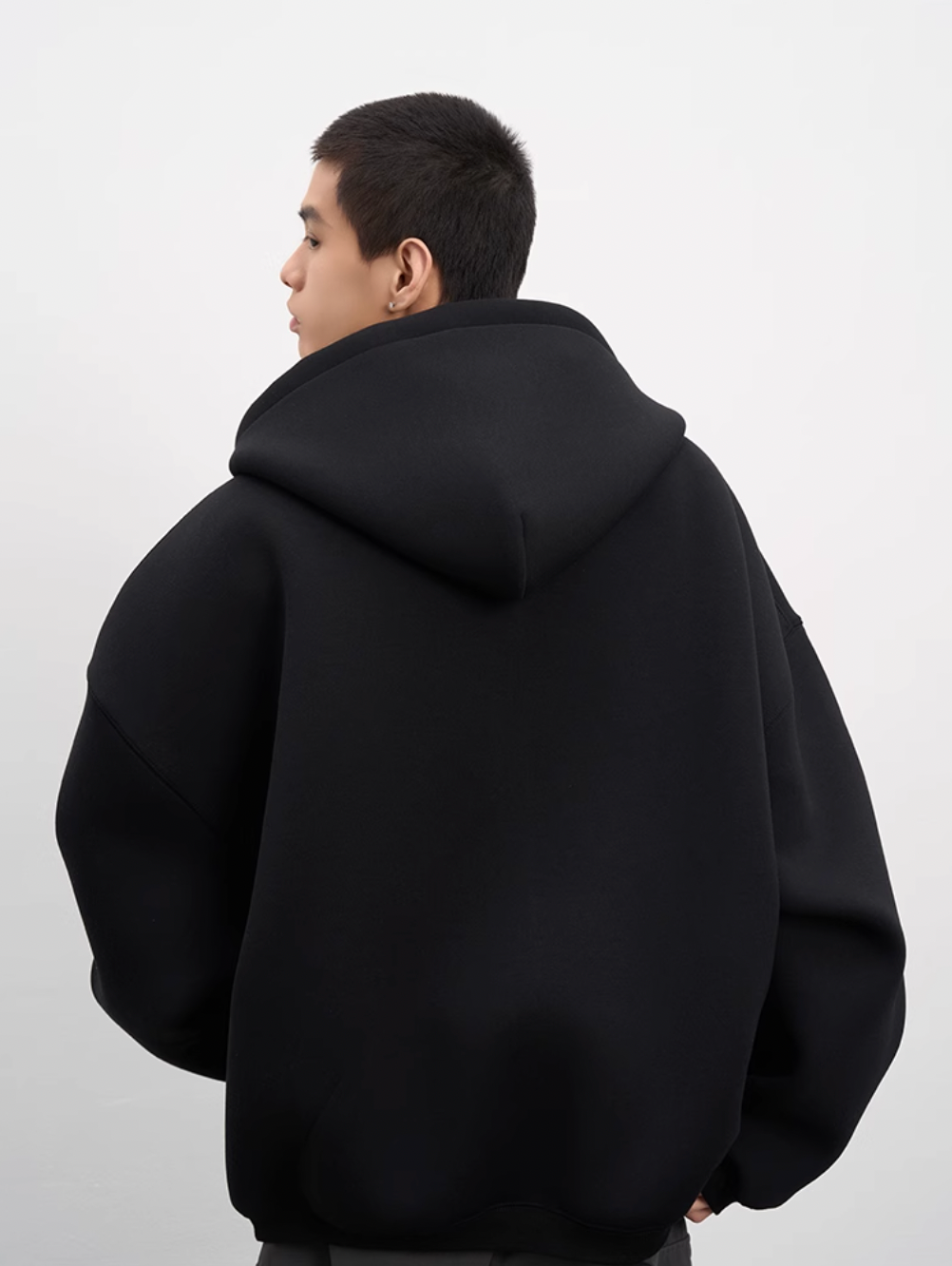 AFGK Air Layer Embroidered Oversized Zip-Up Hoodie