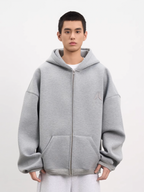 AFGK Air Layer Embroidered Oversized Zip-Up Hoodie