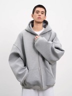 AFGK Air Layer Embroidered Oversized Zip-Up Hoodie