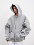 AFGK Air Layer Embroidered Oversized Zip-Up Hoodie