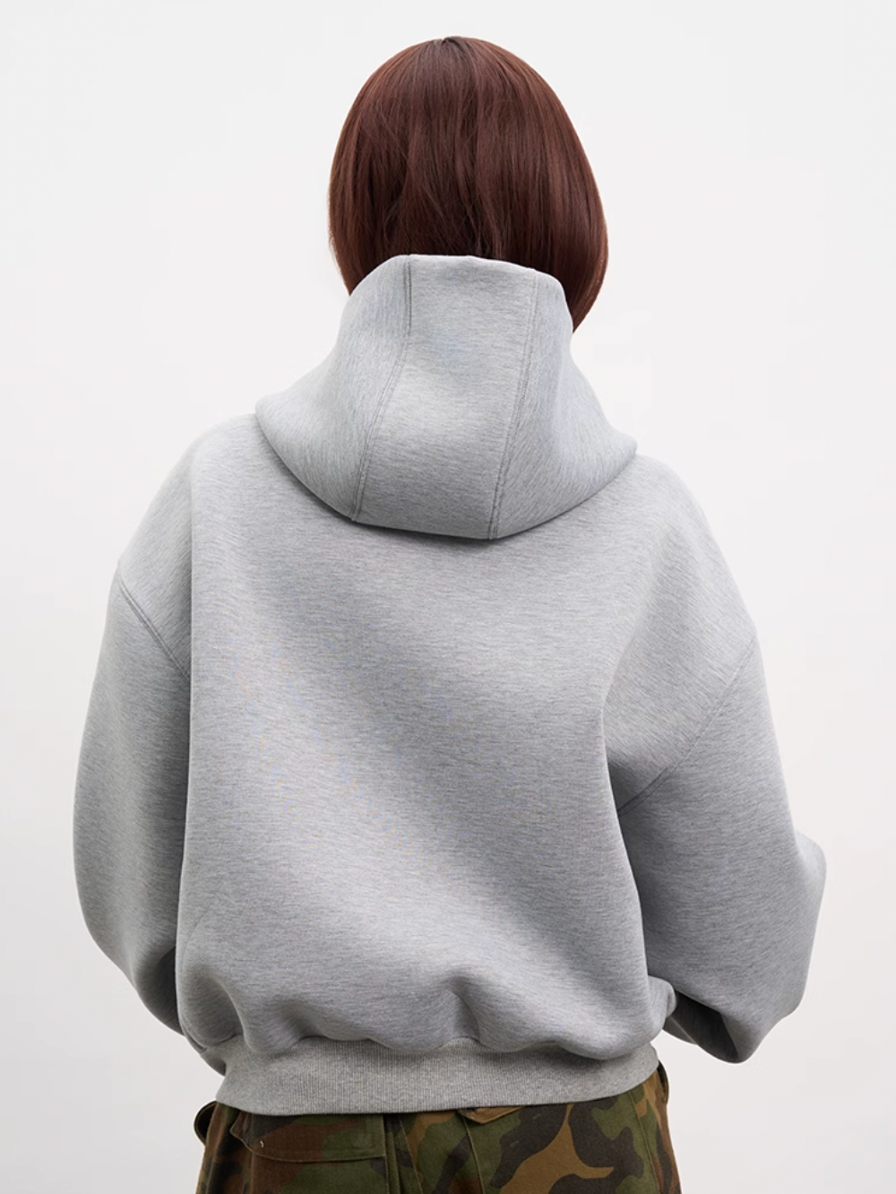 AFGK Air Layer High Collar Embroidered Oversized Zip-Up Hoodie