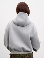 AFGK Air Layer High Collar Embroidered Oversized Zip-Up Hoodie