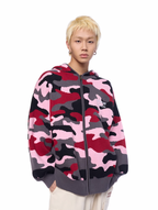 AFGK Pink Camouflage Zip-Up Knit Hoodie