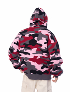 AFGK Pink Camouflage Zip-Up Knit Hoodie