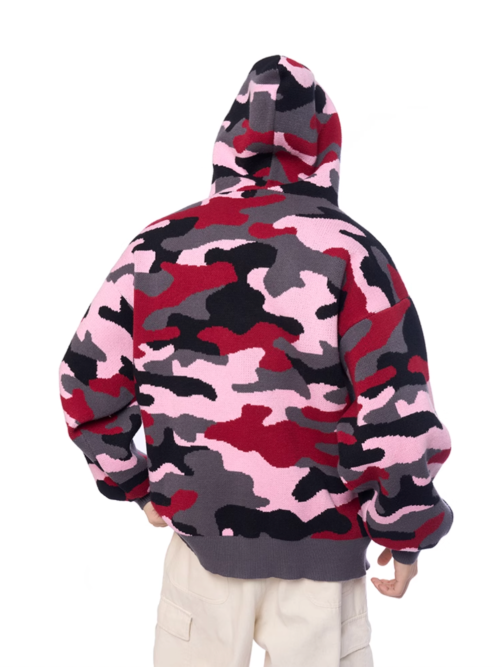 AFGK Pink Camouflage Zip-Up Knit Hoodie
