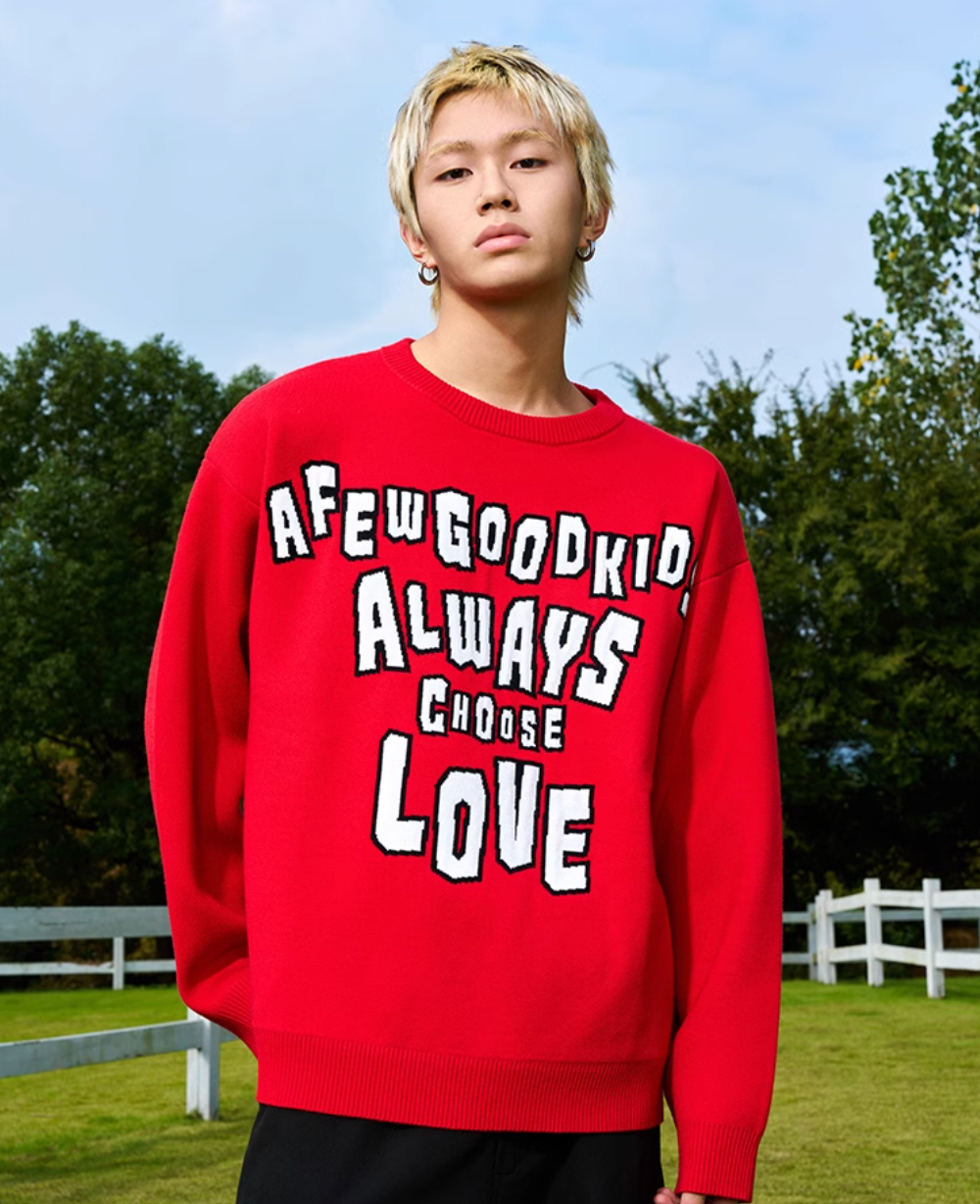 AFGK Slogan Letters Knit Sweater