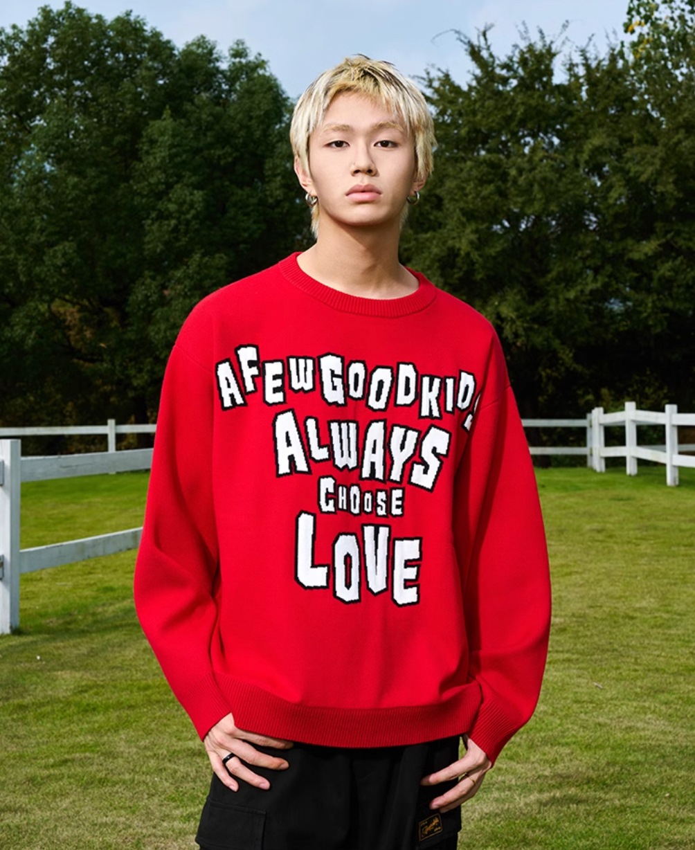 AFGK Slogan Letters Knit Sweater