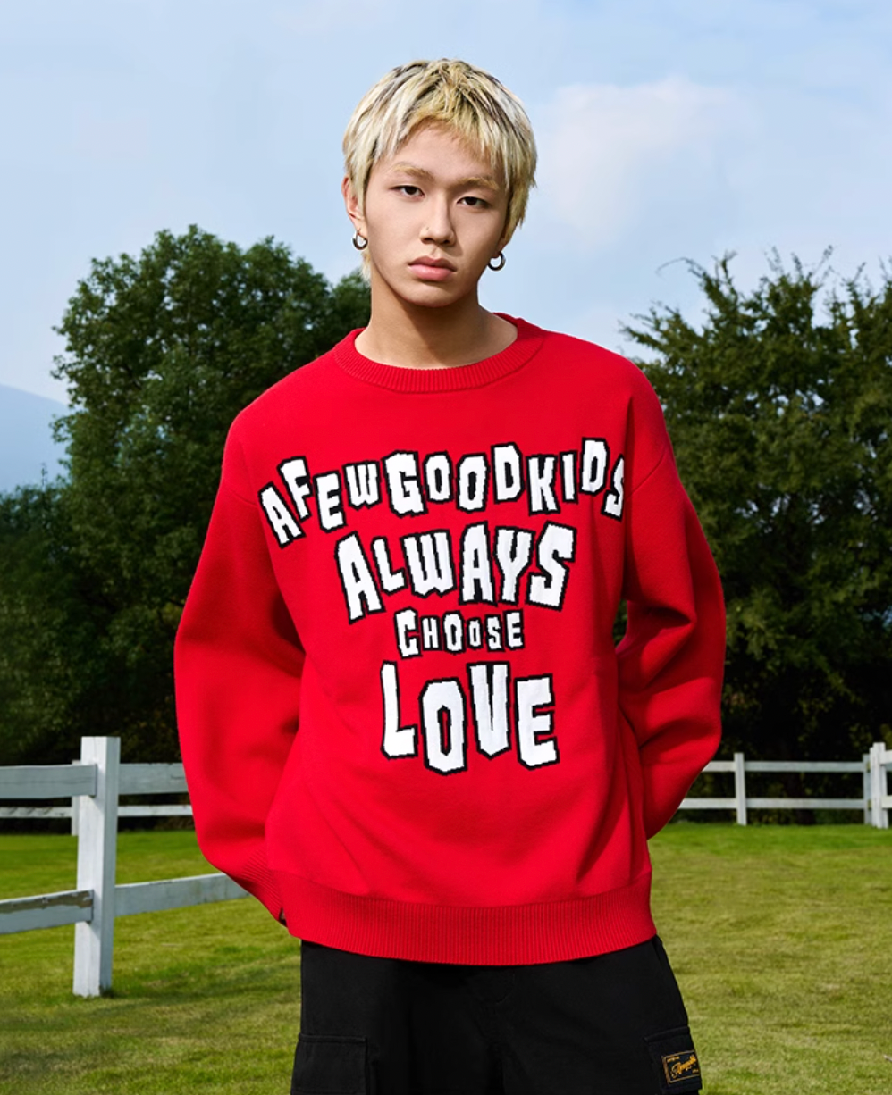 AFGK Slogan Letters Knit Sweater