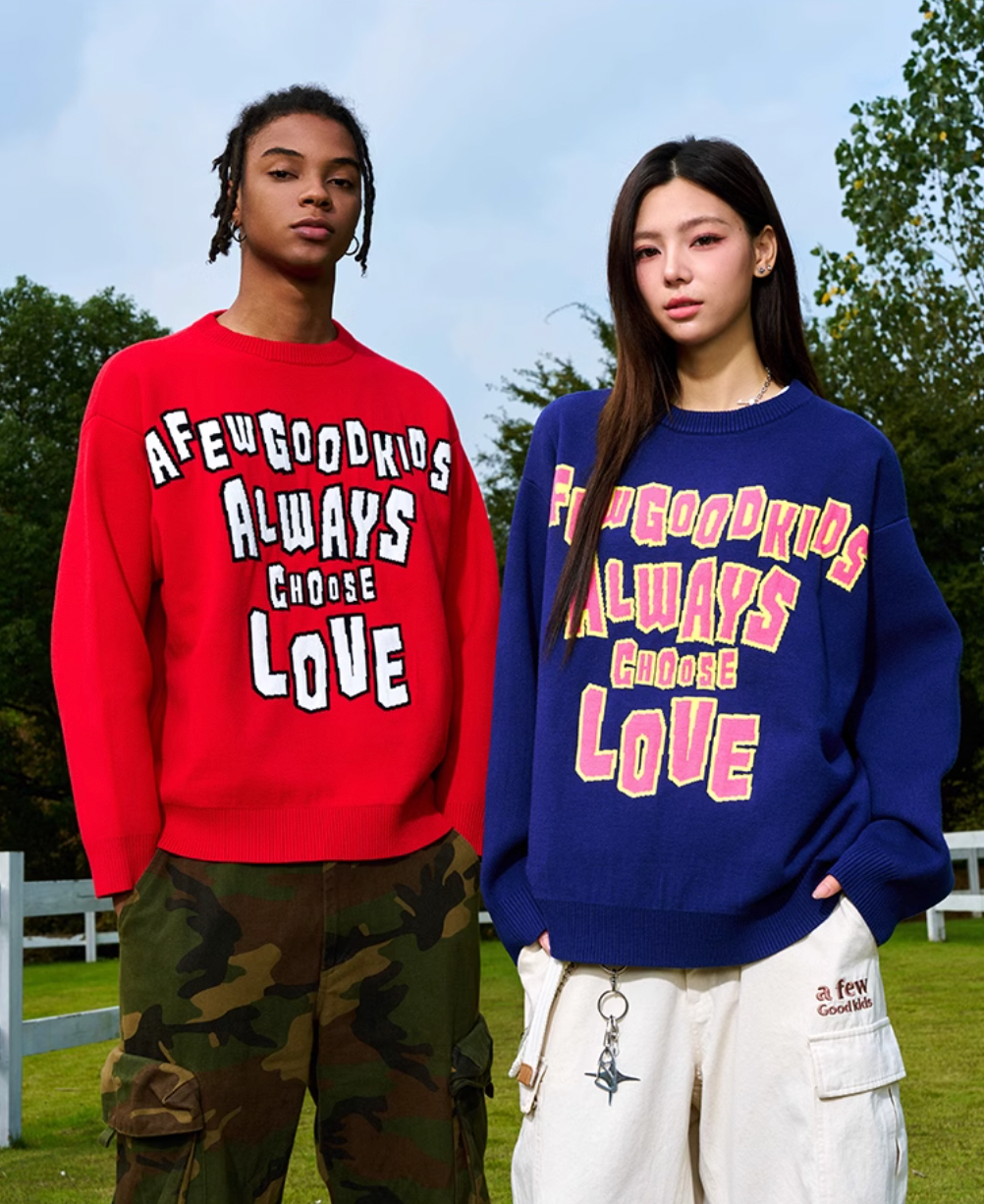 AFGK Slogan Letters Knit Sweater