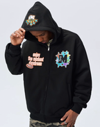 MEDM Blooming Star Embroidered Zip-Up Hoodie