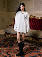 MEDM Big M Butterfly Vine Embroidered Long Sleeve Tee