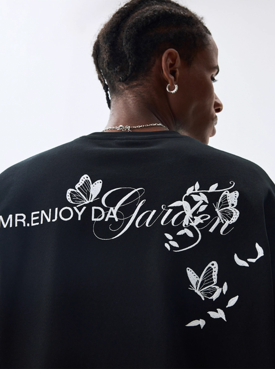 MEDM Big M Butterfly Vine Embroidered Long Sleeve Tee