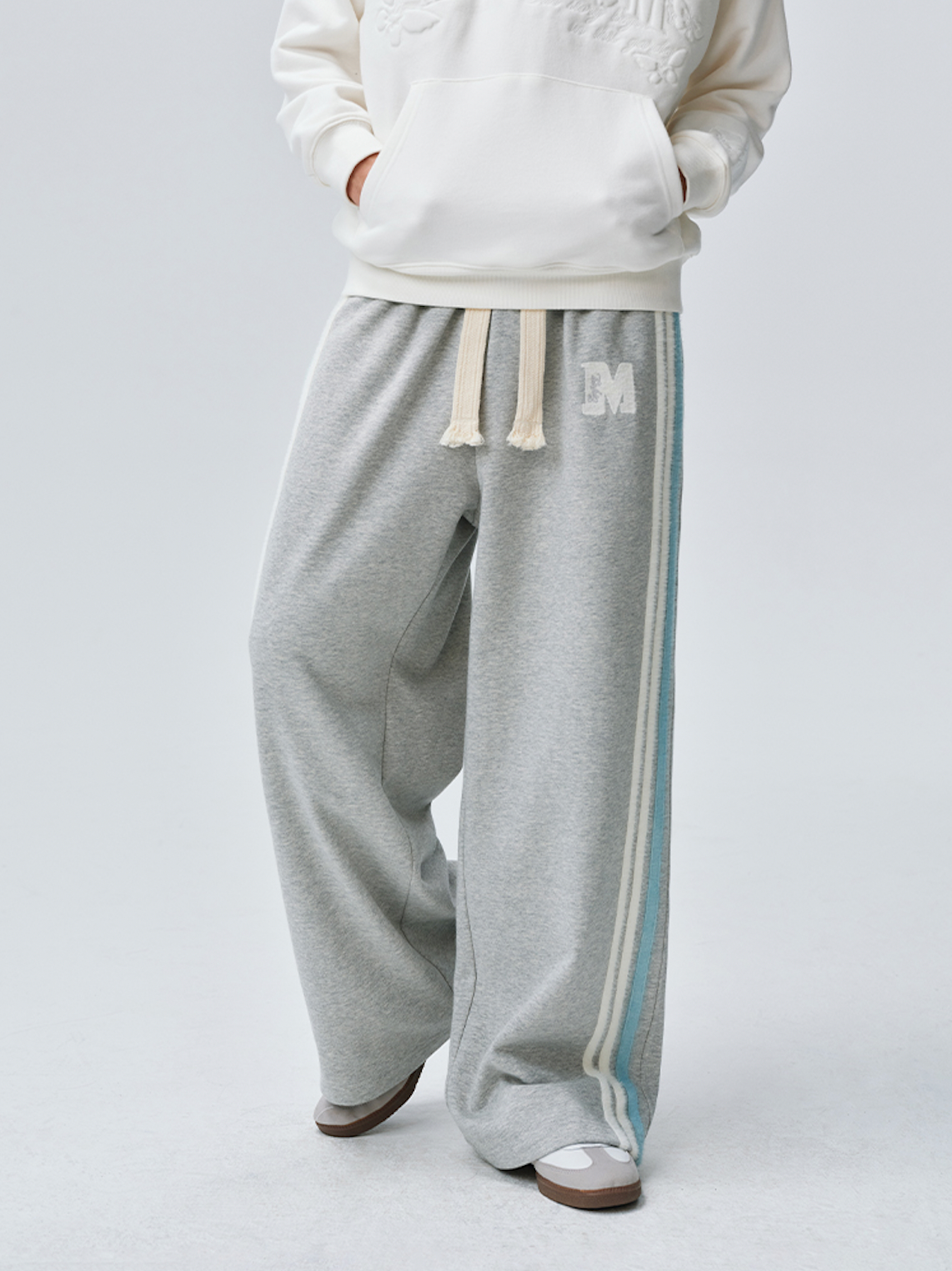 MEDM Side Stripe Four-Bar Drawstring Baggy Sweatpants