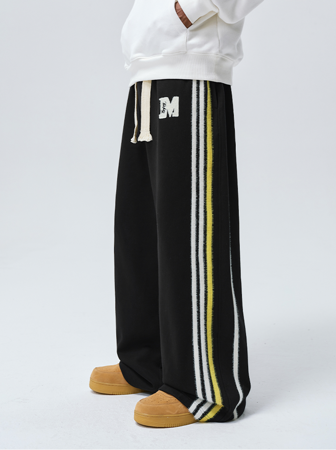 MEDM Side Stripe Four-Bar Drawstring Baggy Sweatpants