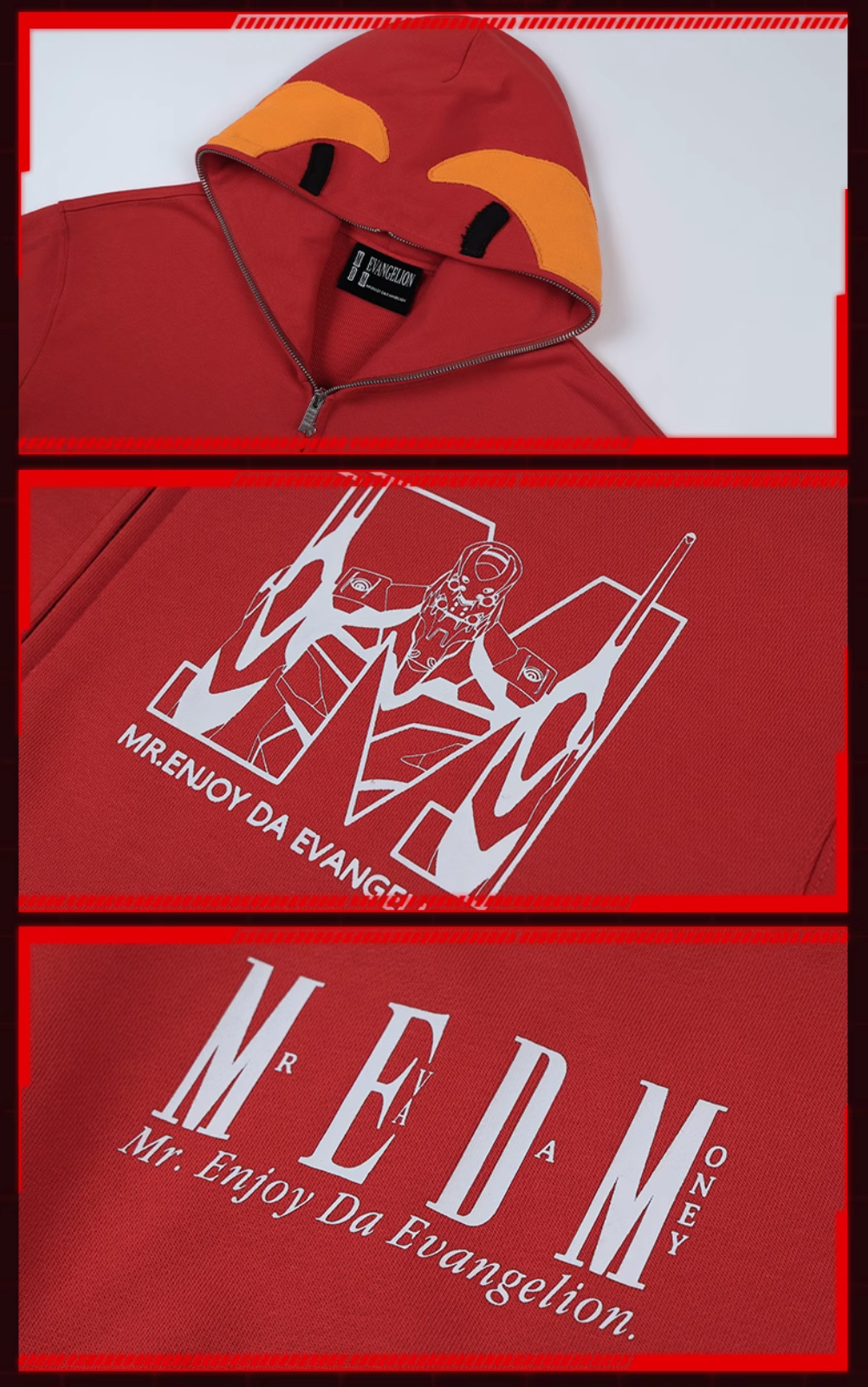 MEDM x EVA Unit-00, Unit-01, Unit-02 Mecha Design Zip-Up Hoodie