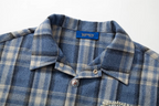 YADcrew Pearl-Embroidered Plaid Long-Sleeve Shirt