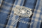 YADcrew Pearl-Embroidered Plaid Long-Sleeve Shirt