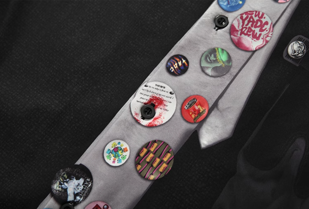 YADcrew 3D-Printed Tie & Badge Long-Sleeve Shirt