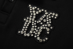 YADcrew Diamond-Studded Leather Logo Polo Sweatshirt