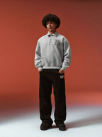 YADcrew Diamond-Studded Leather Logo Polo Sweatshirt