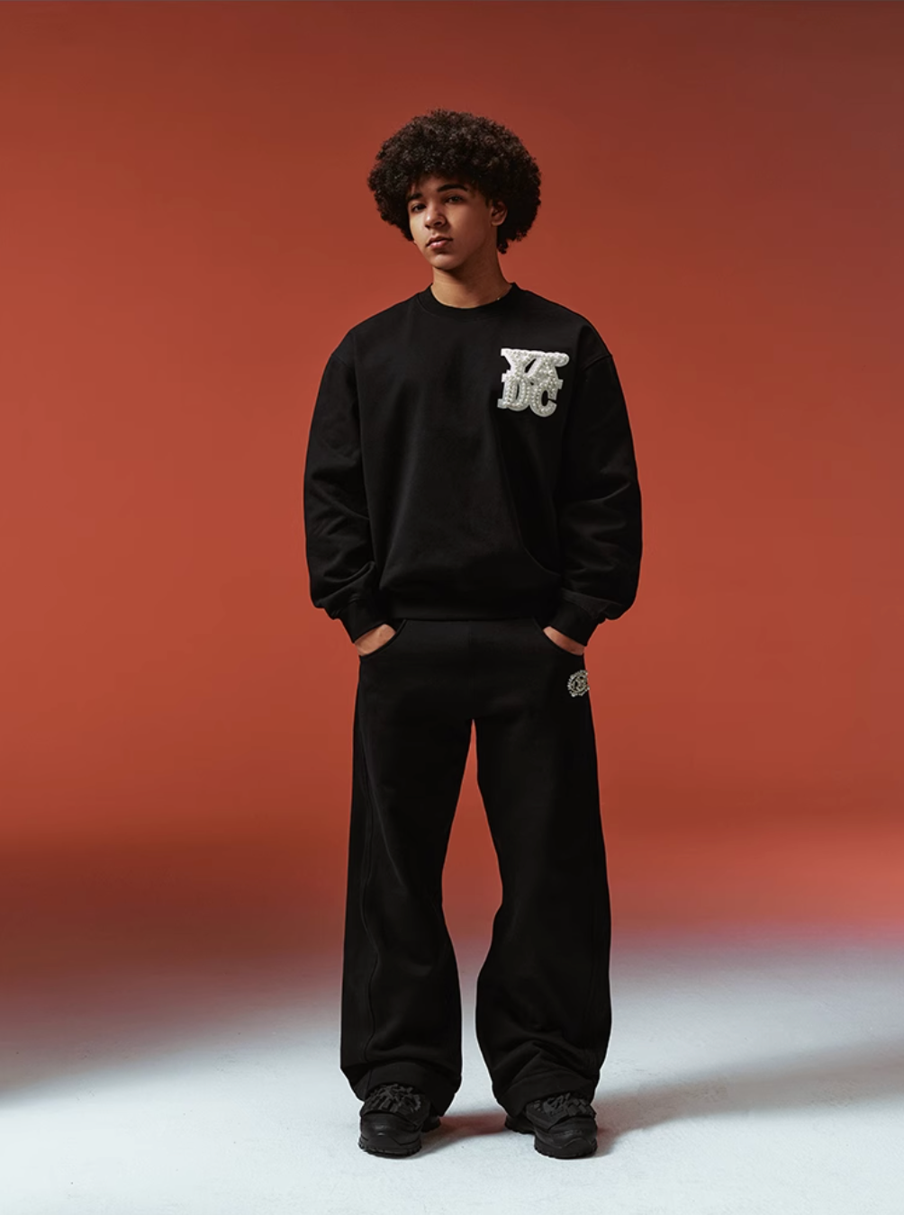 YADcrew Pearl Leather Logo Sweatshirt