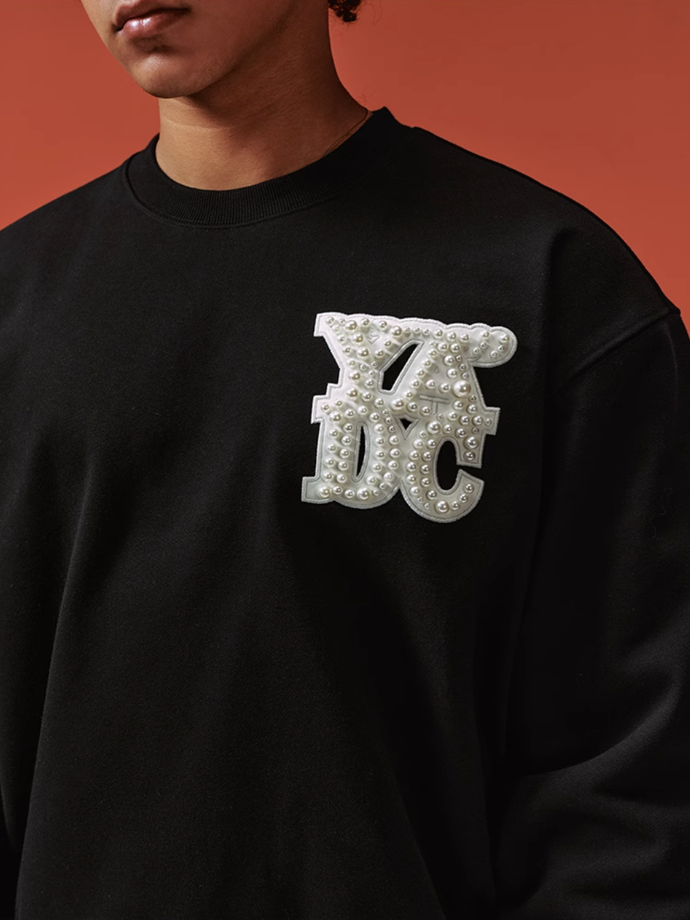 YADcrew Pearl Leather Logo Sweatshirt