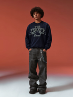 YADcrew Pearl-Embellished Snake Shadow Pattern Sweatshirt