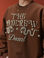 YADcrew Pearl-Embellished Snake Shadow Pattern Sweatshirt