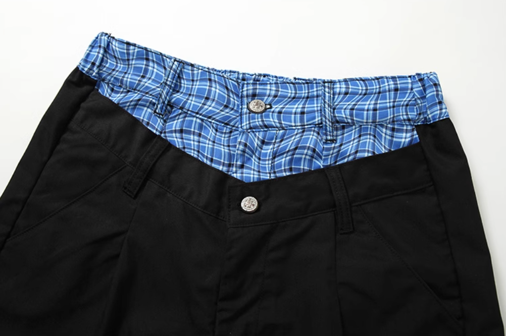 YADcrew Double-Waist Twisted Plaid Pants