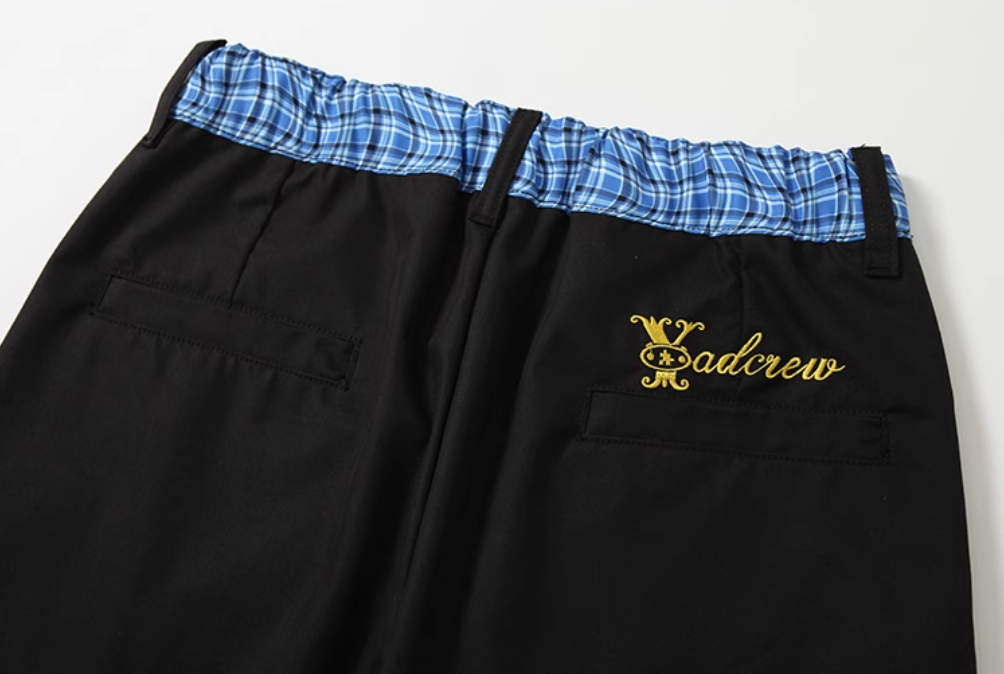 YADcrew Double-Waist Twisted Plaid Pants