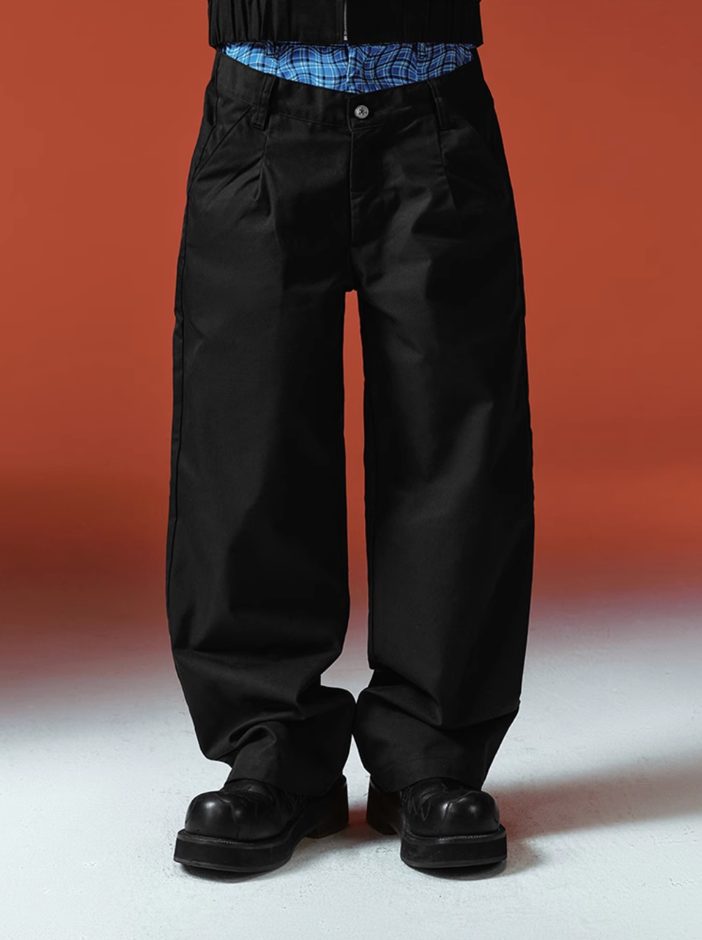 YADcrew Double-Waist Twisted Plaid Pants