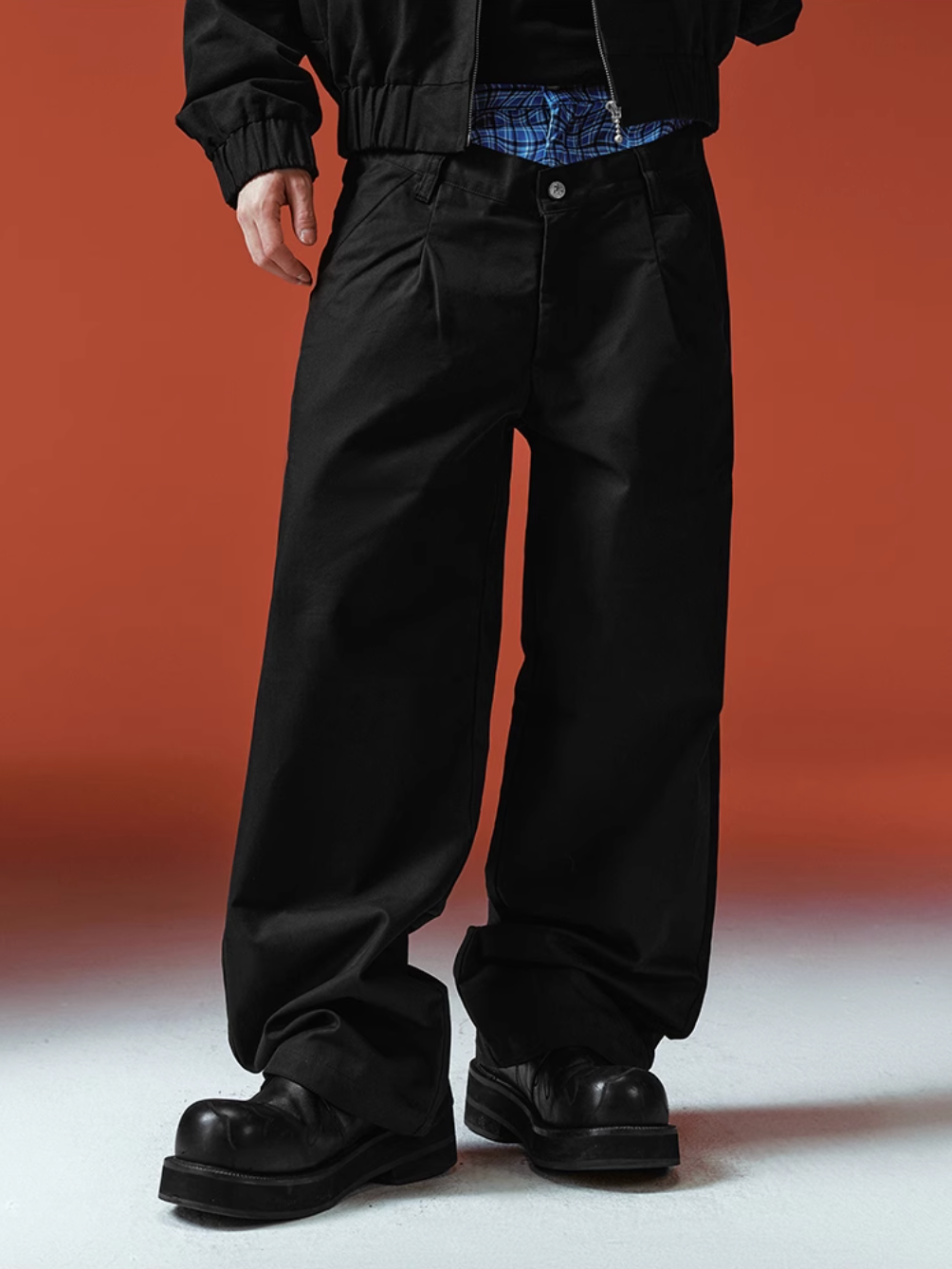 YADcrew Double-Waist Twisted Plaid Pants