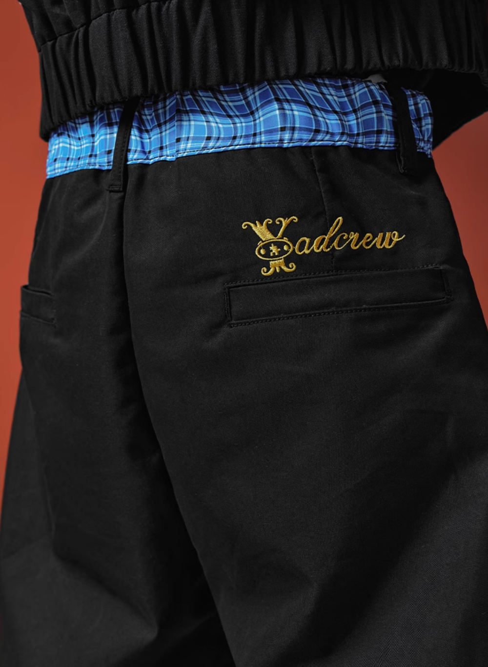 YADcrew Double-Waist Twisted Plaid Pants