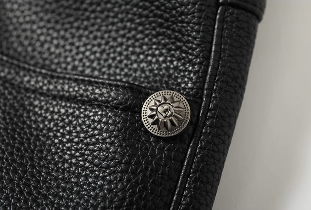 YADcrew Leather Rivet Flare Pants