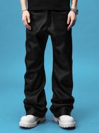YADcrew Leather Rivet Flare Pants