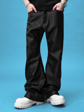 YADcrew Leather Rivet Flare Pants