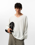 JHYQ Lightweight Striped V-neck Jacquard Knit Sweater