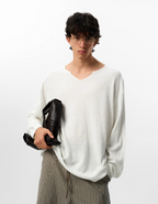 JHYQ Lightweight Striped V-neck Jacquard Knit Sweater