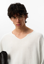 JHYQ Lightweight Striped V-neck Jacquard Knit Sweater