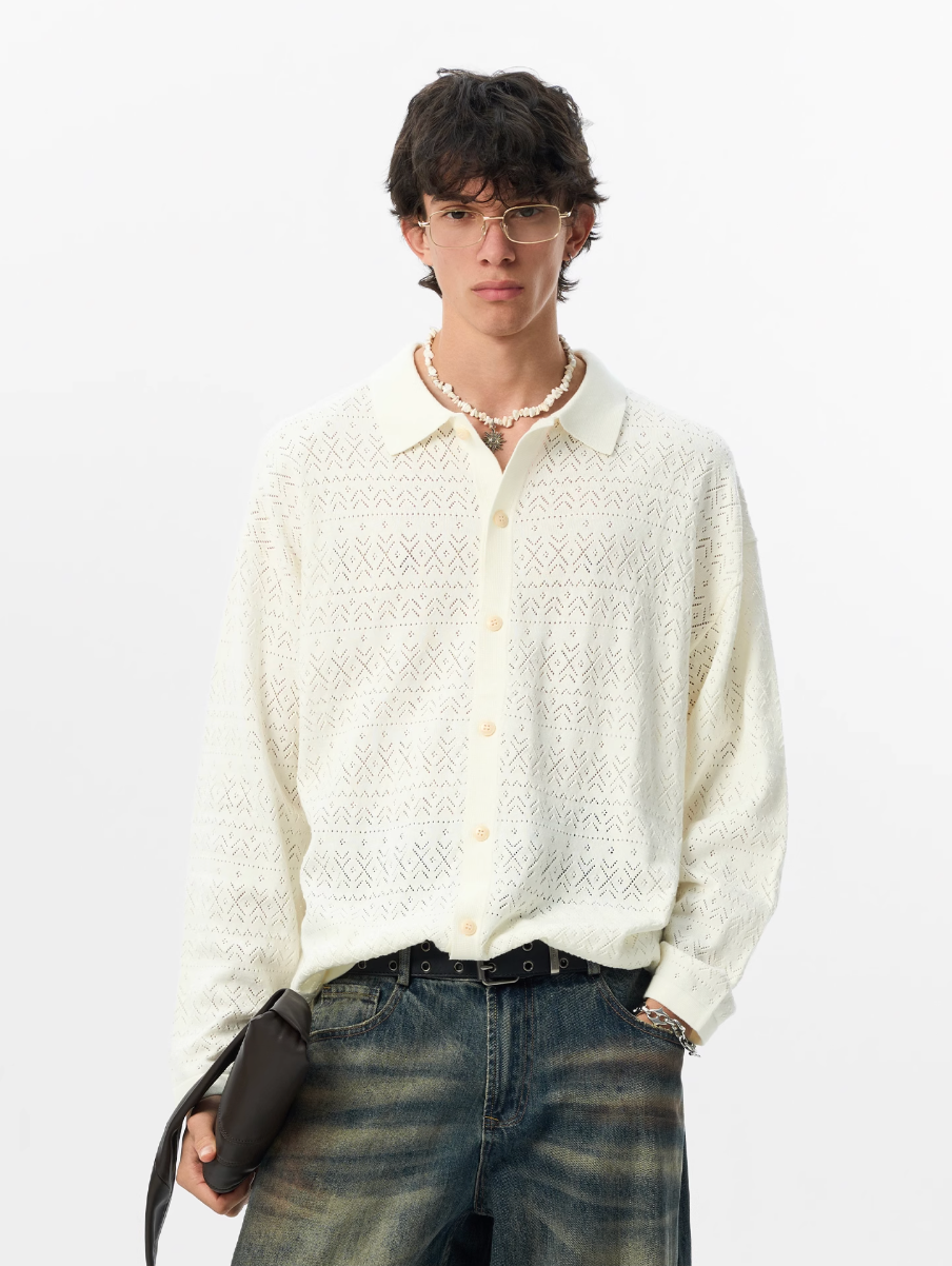 JHYQ Mesh Hollow Knit Cardigan