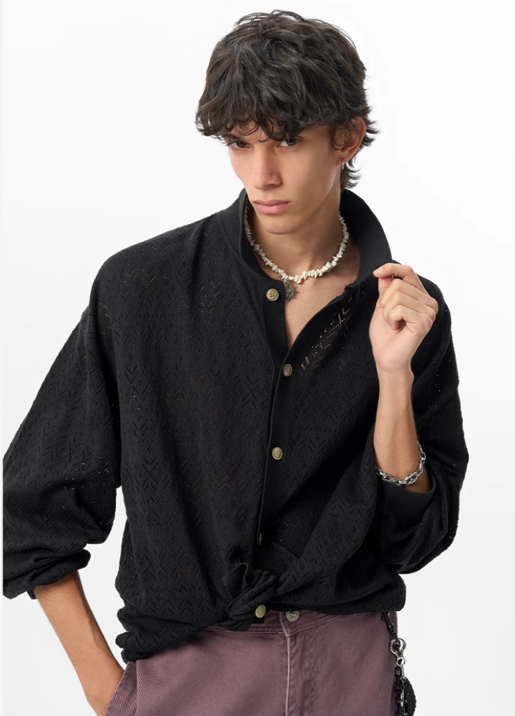 JHYQ Mesh Hollow Knit Cardigan