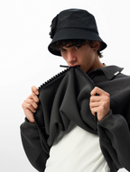 JHYQ Beaded Hem Polo-Collared Cropped Sweatshirt