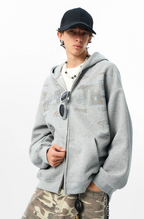 JHYQ Letter Printed Double Zip Hoodie