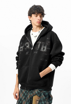 JHYQ Letter Printed Double Zip Hoodie