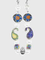 AWE Cross Petal Skull Smiley Face Pearl Necklace