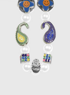 AWE Cross Petal Skull Smiley Face Pearl Necklace