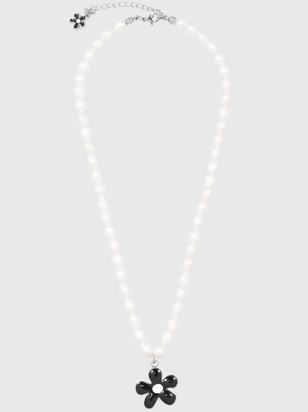 AWE Black Sunflower Pendant Pearl Necklace